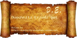 Duschnitz Erzsébet névjegykártya